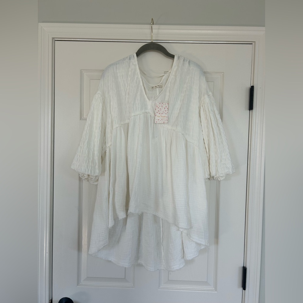 Free People Textured White Blouse